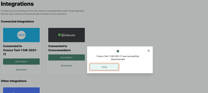 confirmation of disconnect