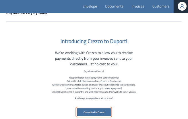 connect with crezco