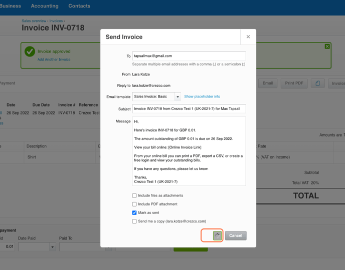 send email to customer