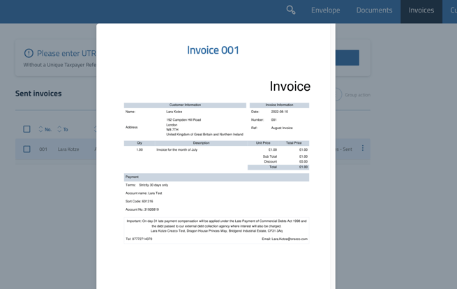 view invoice